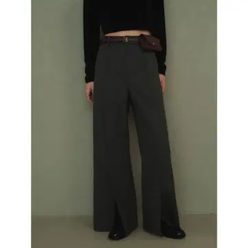 anuans 센터 슬릿 와이드 팬츠