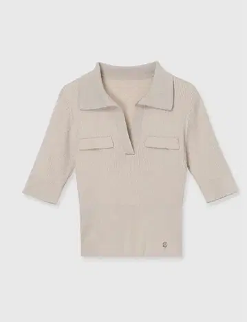 anuans 아세테이트 스키퍼 리브 니트탑 BEIGE 베이지