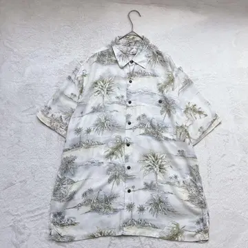 바틱베이| 남성용 알로하 셔츠 [ M ] 팔꿈치 길이 야자수 몬스테라