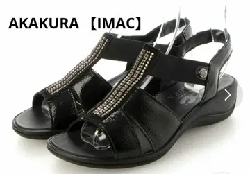 AKAKURA [ IMAC ] 웨지솔 워킹 샌들 블랙 22.5cm