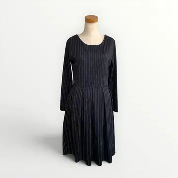 Vis 원피스 스트라이프 플레어 긴팔 M 깔끔한