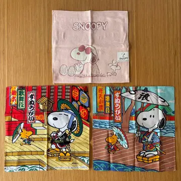 스누피 손수건 3장 세트 일본제 면 100% 가부키 SNOOPY