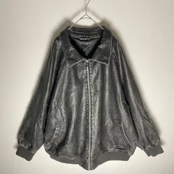 오버 사이즈 인조 가죽 봄버 자켓 블랙 2XL 손잡이 대체 부품