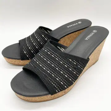 [컨디션 최상] VIVAIA 비바이아 스테이시 샌들 웨지 블랙 24cm