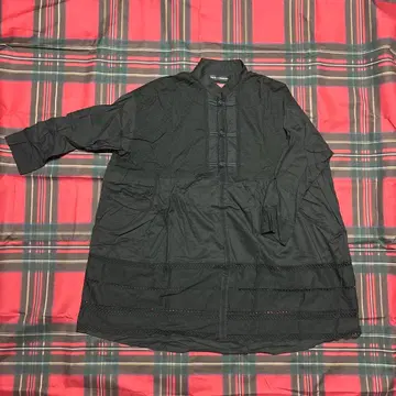 BEAMS BOY 빔즈 보이 블랙 차이나 레이스 튜닉 셔츠