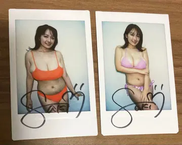 야나세 사키 친필 사인 폴라로이드 2장