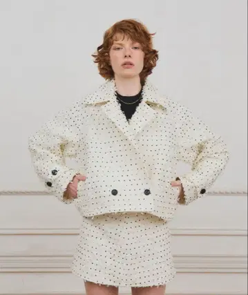 EIMY ISTOIRE 도트 트위드 숏 트렌치코트