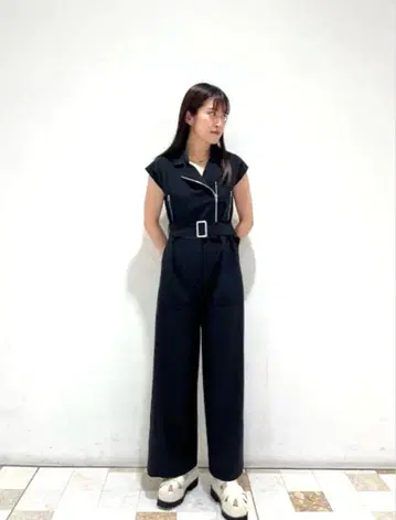 [ MURUA ] 라이더스 점프수트 블랙 롱 오버롤 블랙