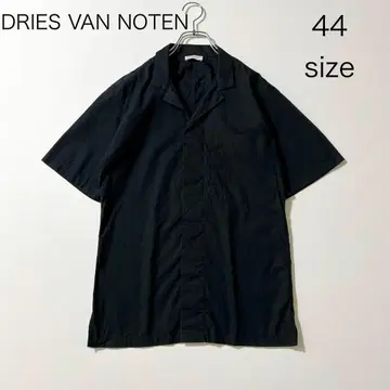 3505 [새상품급] 드리스반노튼 반팔 오픈 카라 셔츠 무지 블랙 S