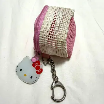 산리오 헬로키티 큐브형 메쉬 파우치 1996년산 핑크
