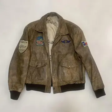 리얼 가죽 자켓 브라운 아메카지 밀리터리 분위기