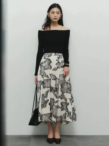 anuans 보타니컬 플라워 컷 자카드 스커트 택 포함 새상품!