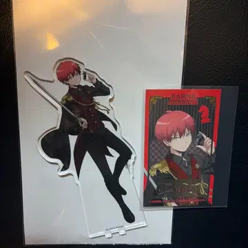 암살교실 애니메이트 카페 아크릴 스탠드 빨간색 폴라로이드