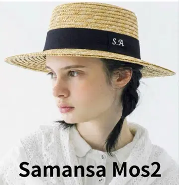 Samansa Mos2 스트로우 햇 밀짚모자 블랙 리본 캉캉 모자