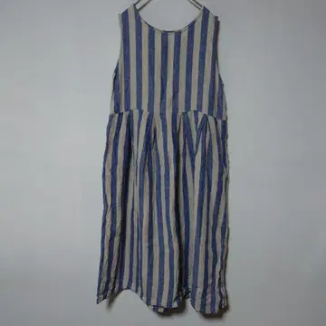[ichi] 린넨 100% 새상품급 스트라이프 슬리브리스 롱 원피스