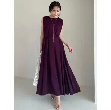 anuans 아뉴앙스 숄더턱컷 원피스 퍼플