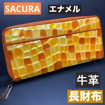 소가죽 SACURA 에나멜 장지갑 오렌지