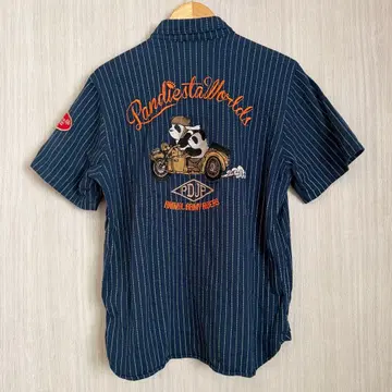 PANDIESTA 팬디에스타 바이크 사이드카 자수 스트라이프 반팔 L