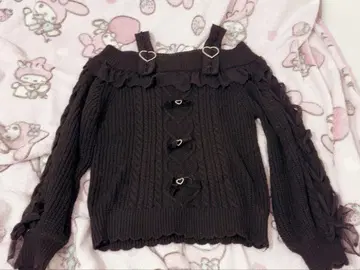 LIZ LISA 어깨 트임 니트 프릴 리본 양산형 지뢰계