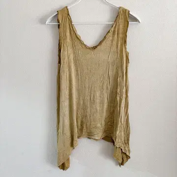 이탈리아제 빈티지 가공 비대칭 헴 탱크탑 카멜