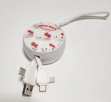 [완판템] 헬로키티 50주년 기념 멀티 충전 케이블 3in1 릴 타입