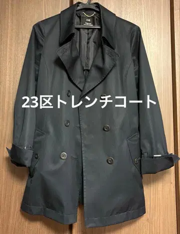[새상품급] 23구 트렌치코트 하프코트 벨트 포함 네이비 38 M