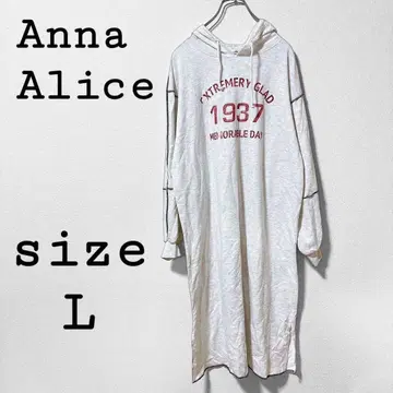 안나 앨리스 [ L ] 후드티 원피스 맨투맨 로고 프린트 구제 의류