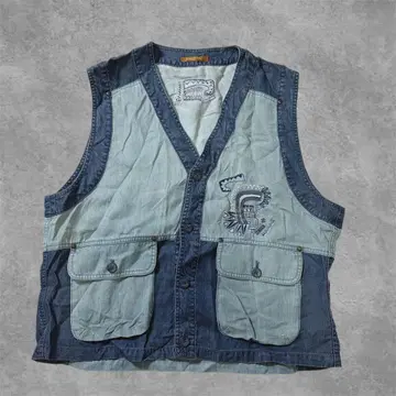 Y2K 아카이브 데님 베스트 그런지 자수