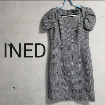새상품 이네드 INED 하운드투스 체크 패턴 고급 원피스
