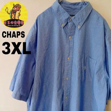 USA 구제 의류 CHAPS 반팔 버튼 셔츠 3XL 블루