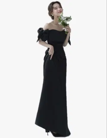 블랙 오프숄더 드레스 브라이덜
