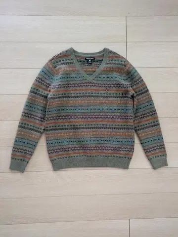 [ XL/100% 울 ] Teenie Weenie 곰 자수 페어아일 니트