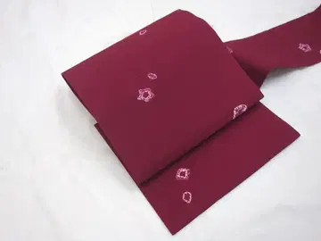 K 미사용품 수공예 나고야 오비 추상 패턴 적자색 N80413-10