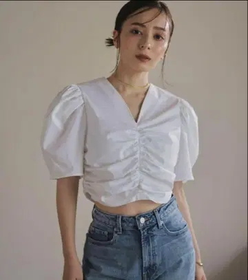 anuans 화이트 퍼프 슬리브 셔츠