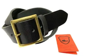 놋쇠 스퀘어 버클 도치기 가죽 벨트 (블랙) 40mm 폭 통가죽