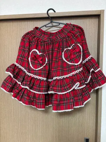 엔젤릭 프리티 빨간색 체크 무늬 스커트