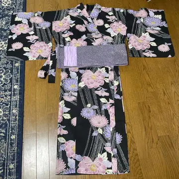 꽃무늬 유카타 오비 세트 와아라이야 세퍼레이트 유카타