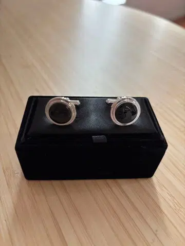 실버 블랙 커프스 링크 커프스 버튼