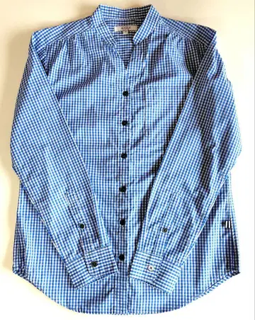 AIGLE 에이글 여성용 깅엄 체크 스탠드 카라 셔츠 36