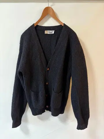 프링글 가디건 스코틀랜드제 울 네프 빈티지 블랙