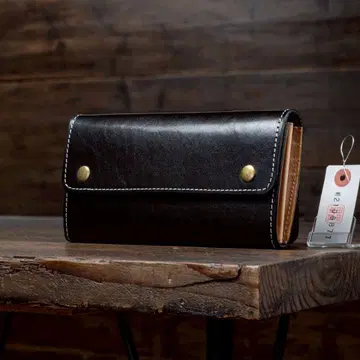 덮개 장지갑 소가죽 이탈리아 가죽 남성용 천연 가죽 장지갑 플랩 블랙