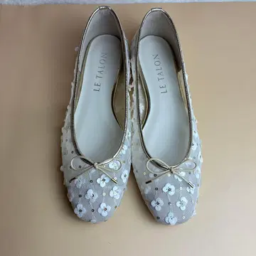 르탈론 LE TALON 플라워 스팽글 발레 화이트 24.5cm