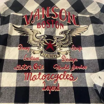 VANSON 블랙 화이트 체크 플란넬 셔츠