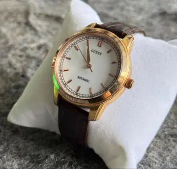 작동품 GUESS 쿼츠 손목시계 아날로그 가죽 AUTOMATIC