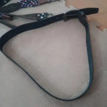 블랙 가죽 웨빙 벨트