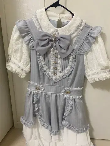 하트 에이프런 원피스 리즈리사 LIZLISA 스카이블루 blue