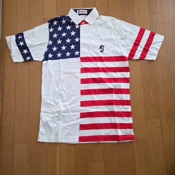 ANTIGUA 미국 국기 디자인 피케 셔츠 S