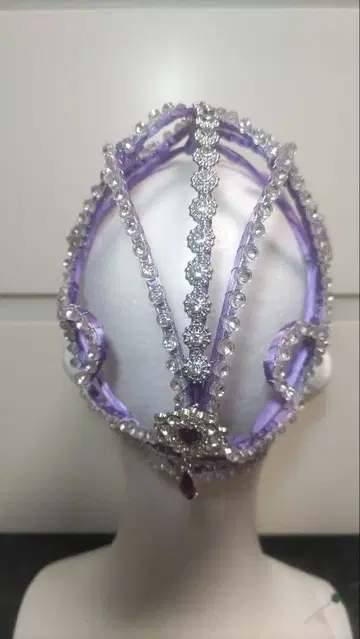 다카라즈카 여역풍 똥머리 캡 무대 머리 장식 퍼플