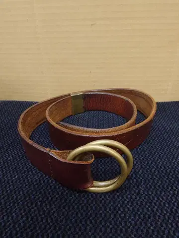 브라운 가죽 더블 링 벨트