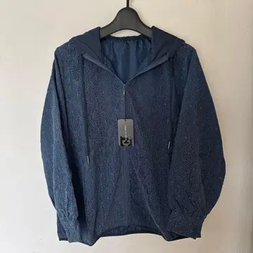 에스파스 데 카르마 네이비 후드 부착 집업 후드티